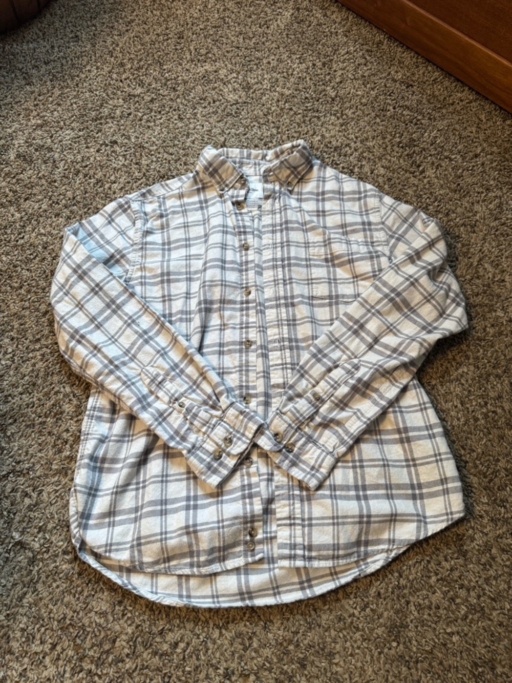 Goodfellow & Co Plaid Button-Down Shirt - White and Gray